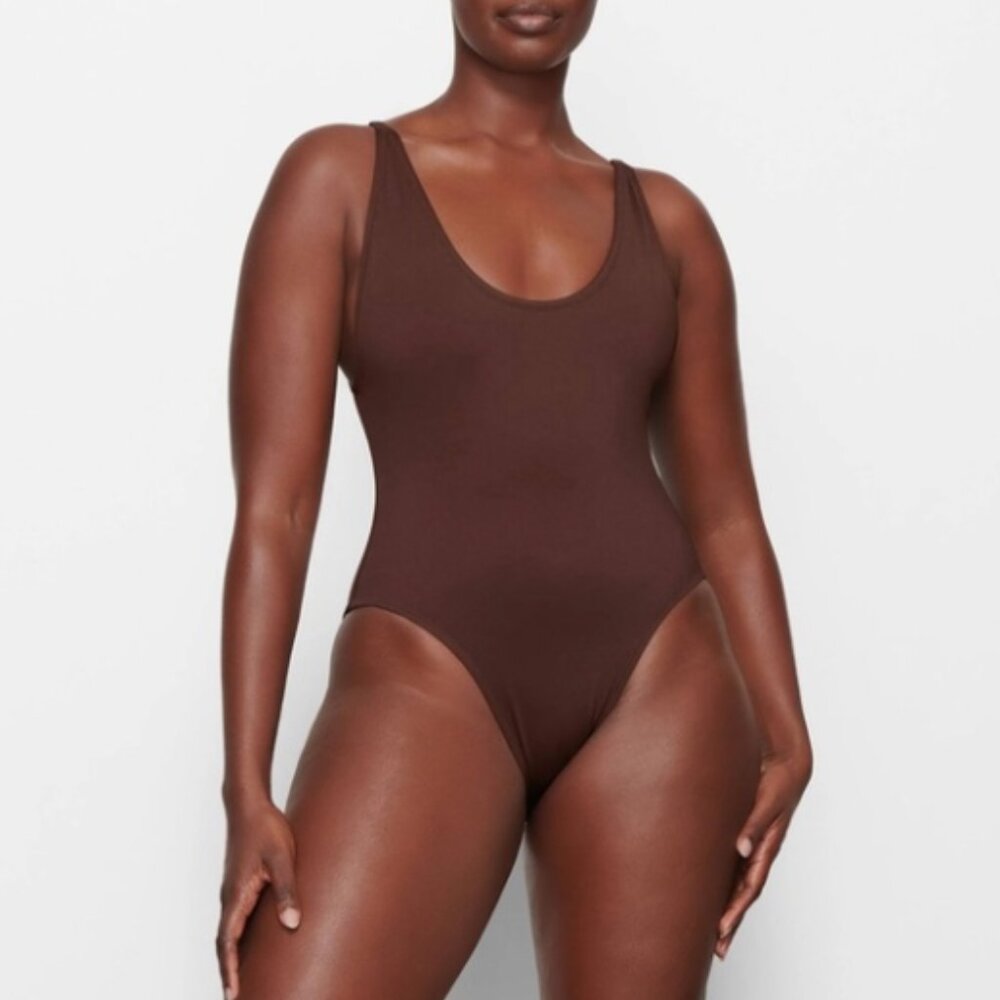 SKIMS Recycled Swim Scoop Neck Onepiece- Cocoa